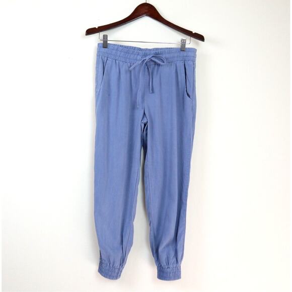 Anthropologie Size S Chambray Tencel Jogger Pants Dusty Blue - Picture 1 of 8